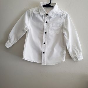 Cat & Jack White Button Down Boys Toddler 3T Shirt Cotton Long Sleeves